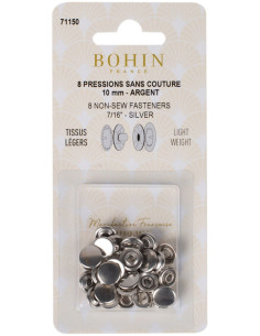 Caja de 8 broches sin costura jersey 10 mm Bohin - Plata