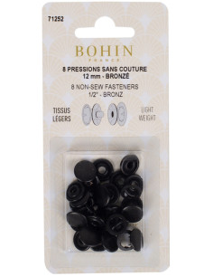 Caja de 8 broches sin costura jersey 12 mm Bohin - Bronce