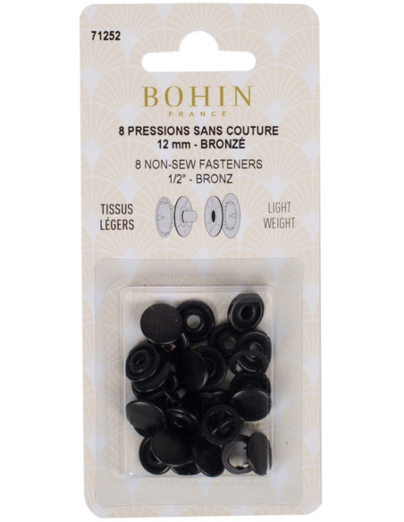 Caja de 8 broches sin costura jersey 12 mm Bohin - Bronce