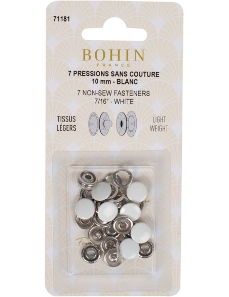 Caja de 7 broches sin costura jersey 10 mm Bohin - Blanco