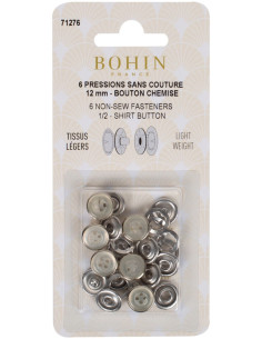 Caja de 6 broches sin costura jersey 12 mm Bohin - Nacarado