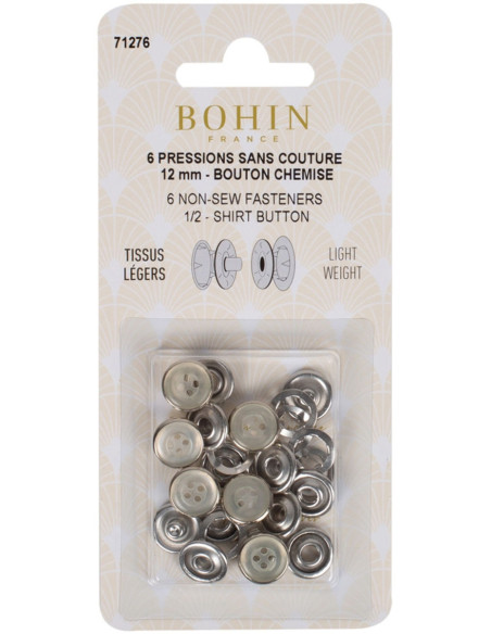 Caja de 6 broches sin costura jersey 12 mm Bohin - Nacarado