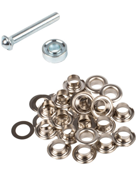 Caja de 20 ojales de 8 mm con arandelas y juego de colocación Bohin - Plata