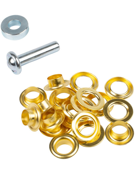 Caja de 10 ojales de 11 mm con arandelas y juego de colocación Bohin - Dorado