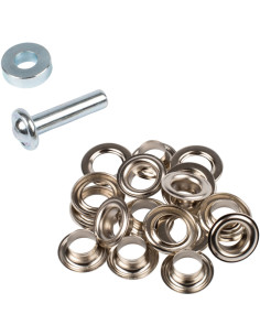 Caja de 10 ojales de 11 mm con arandelas y juego de colocación Bohin - Plata 2