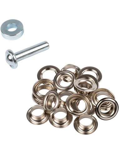 Caja de 10 ojales de 11 mm con arandelas y juego de colocación Bohin - Plata