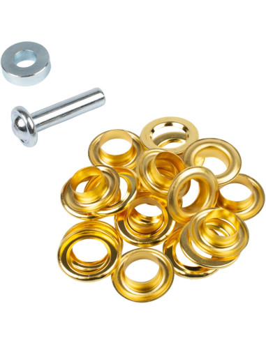 Caja de 10 ojales de 14 mm con arandelas y juego de colocación Bohin - Dorado