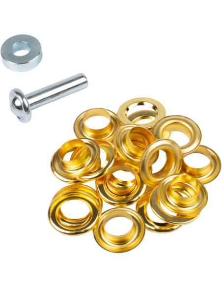 Caja de 10 ojales de 14 mm con arandelas y juego de colocación Bohin - Dorado