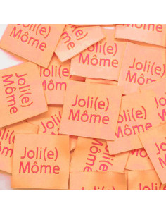 Lote de 5 etiquetas tejidas para coser Joli(e) Môme melocotón