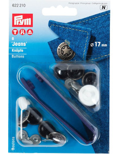 Caja de 8 botones vaqueros de 17 mm