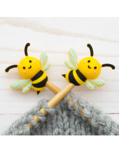Tapones de malla para agujas de tejer - Abejas