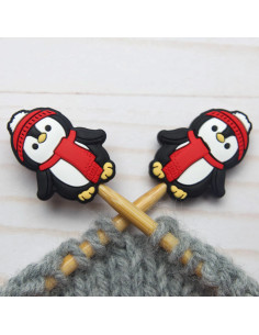 Tapones de malla para agujas de tejer - Pingüino de invierno
