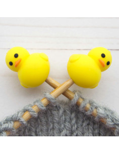 Tapones de punto para agujas de tejer - Pato amarillo