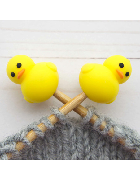 Tapones de punto para agujas de tejer - Pato amarillo
