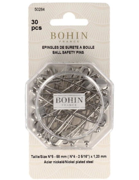 Caja de 30 imperdibles con bola de 58 mm Bohin
