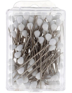 Caja de 100 alfileres de tapicero forma redonda blanca Bohin