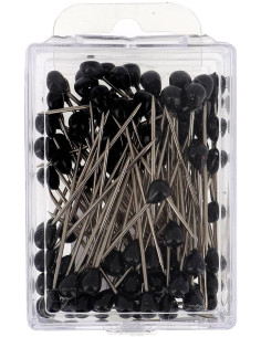 Caja de 100 alfileres de tapicero forma redonda negra Bohin