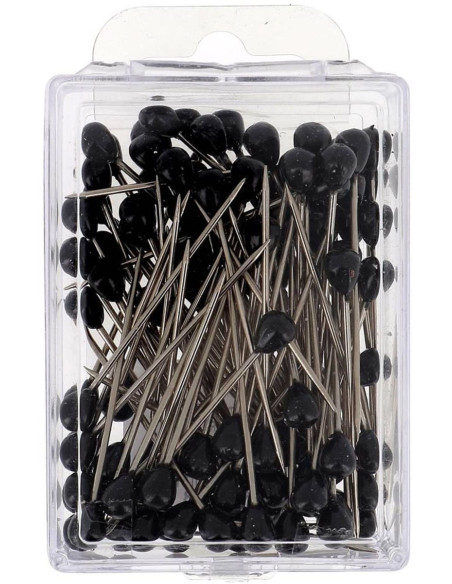 Caja de 100 alfileres de tapicero forma redonda negra Bohin