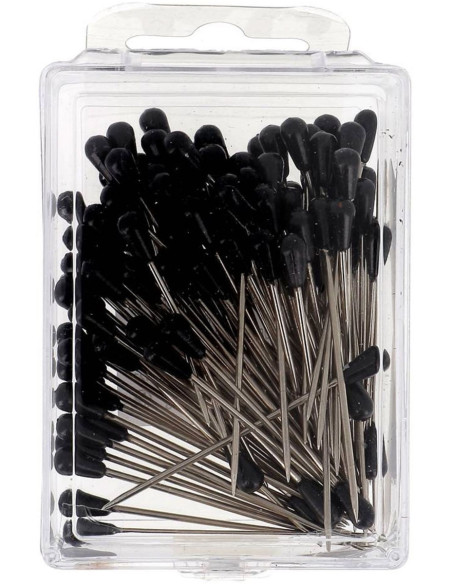 Caja de 100 alfileres de tapicero forma de pera negra Bohin