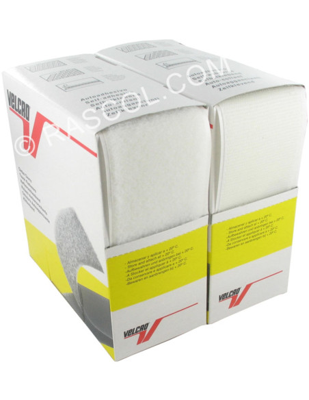 VELCRO® Marca adhesivo blanco 50 mm de ancho caja de 5 metros