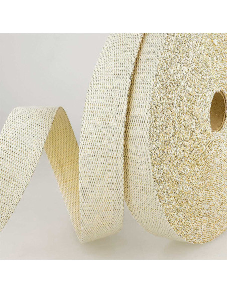 Correa de bolso lurex - Crudo y oro