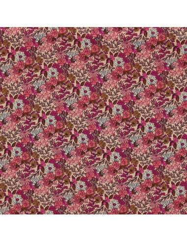 Tejido de viscosa fantasía - Souzza rosa y melocotón