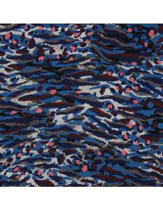 Tejido de viscosa fantasía - Bengala azul y coral 2