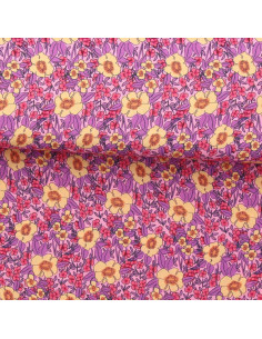 Tejido de viscosa fantasía - Julissa violeta y naranja