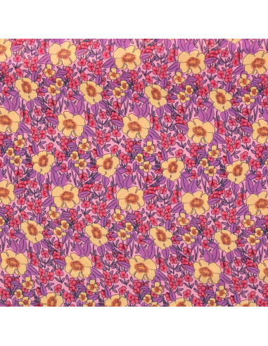 Tejido de viscosa fantasía - Julissa violeta y naranja