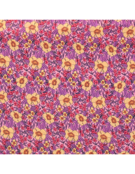 Tejido de viscosa fantasía - Julissa violeta y naranja