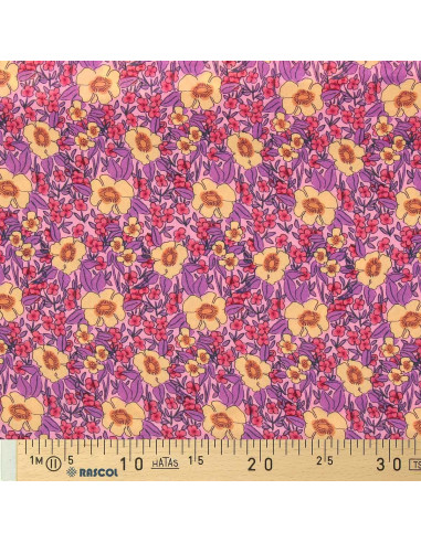 Tejido de viscosa fantasía - Julissa violeta y naranja