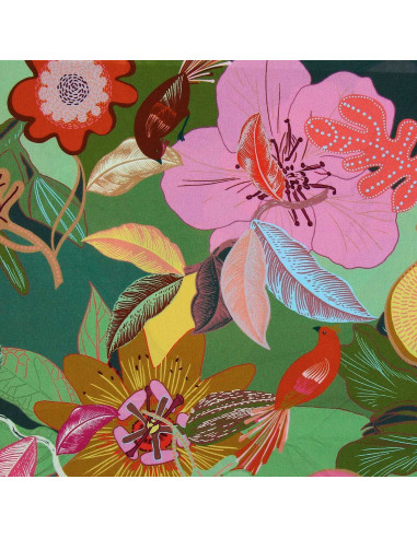 Tejido de viscosa fantasía - Xodius verde y rosa