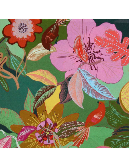 Tejido de viscosa fantasía - Xodius verde y rosa