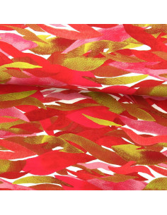 Tejido de viscosa fantasía - Kiyo rojo y rosa