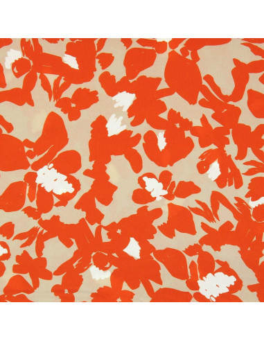 Tejido de viscosa fantasía - Boti beige y naranja