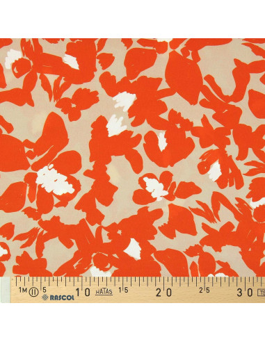 Tejido de viscosa fantasía - Boti beige y naranja