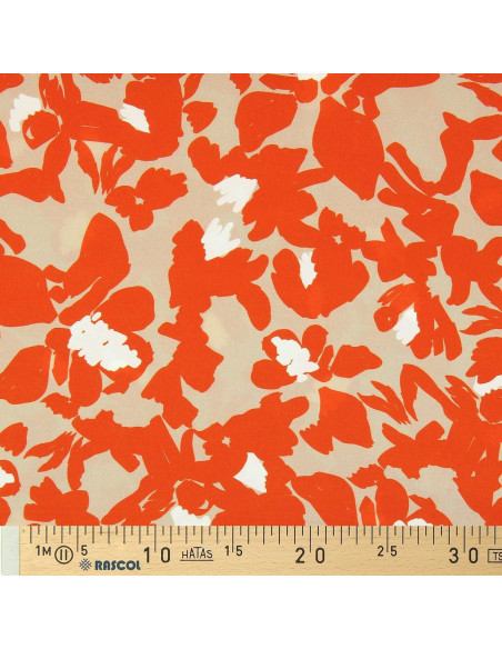 Tejido de viscosa fantasía - Boti beige y naranja