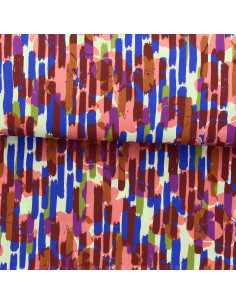 Tejido de viscosa fantasía - Noham azul y rosa