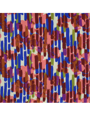 Tejido de viscosa fantasía - Noham azul y rosa