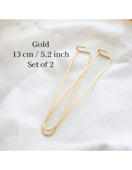 Juego de 2 sujetapuntos dorados para tejer de 13 cm