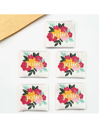 Lote de 5 etiquetas tejidas para coser Jolie