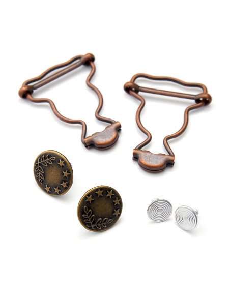 Juego de 2 hebillas para peto de 25 mm con botones vaqueros - Bronce