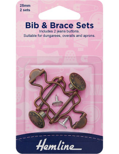 Juego de 2 hebillas para peto de 25 mm con botones vaqueros - Bronce 2