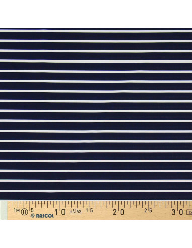 Tejido de lycra para traje de baño - Marinero azul y blanco