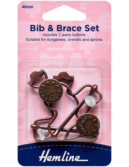 Juego de 2 hebillas para peto de 40 mm con botones vaqueros - Bronce