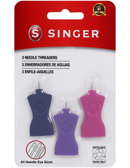 Juego de 3 enhebradores de agujas maniquí Singer