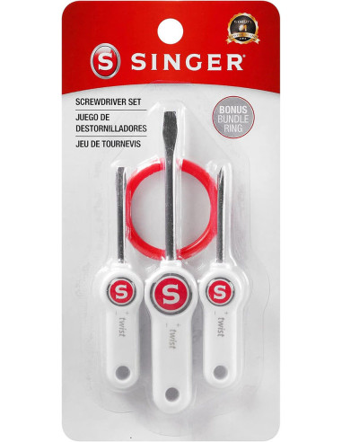 Juego de tres destornilladores para máquina de coser Singer