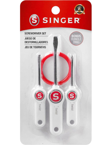 Juego de tres destornilladores para máquina de coser Singer
