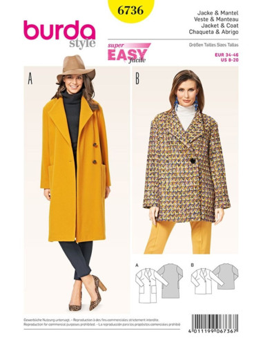Patrón de chaqueta y abrigo - Burda 6736