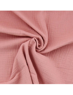 Tejido de doble gasa de algodón - Rosa té